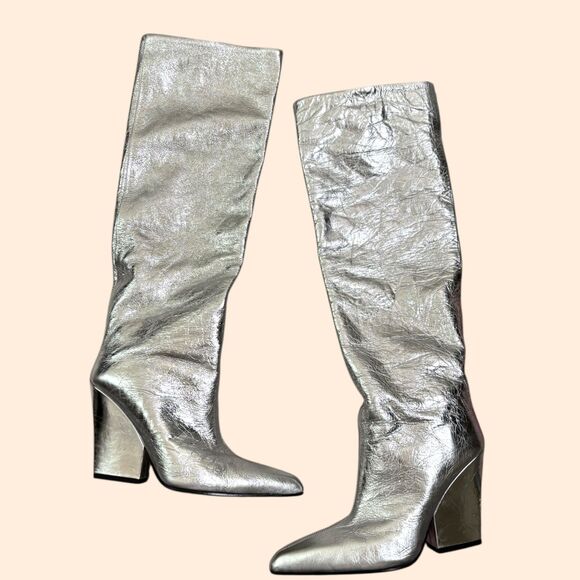 Paris Texas Jane Metallic Boots Silver - Picture 1 of 5